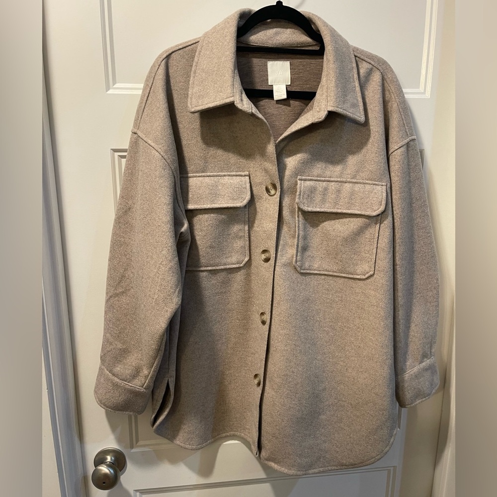 H&M Taupe Utility Shacket with Chest Pockets